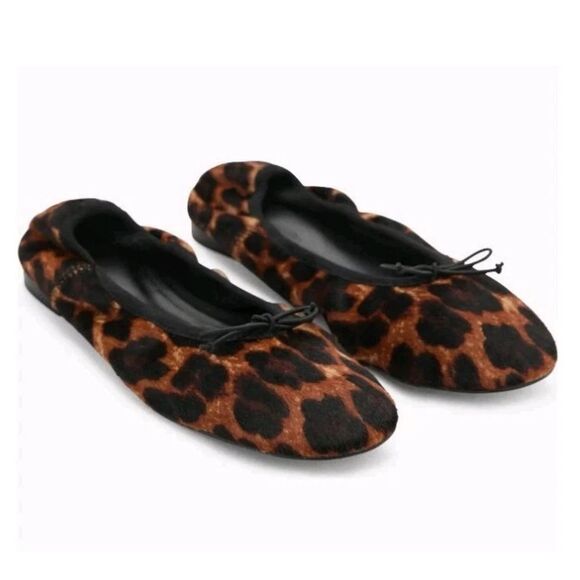 MNG by MANGO Leopard Calf Hair Ballerina Flat Women's 38 US 7.5 NWT - Picture 1 of 6